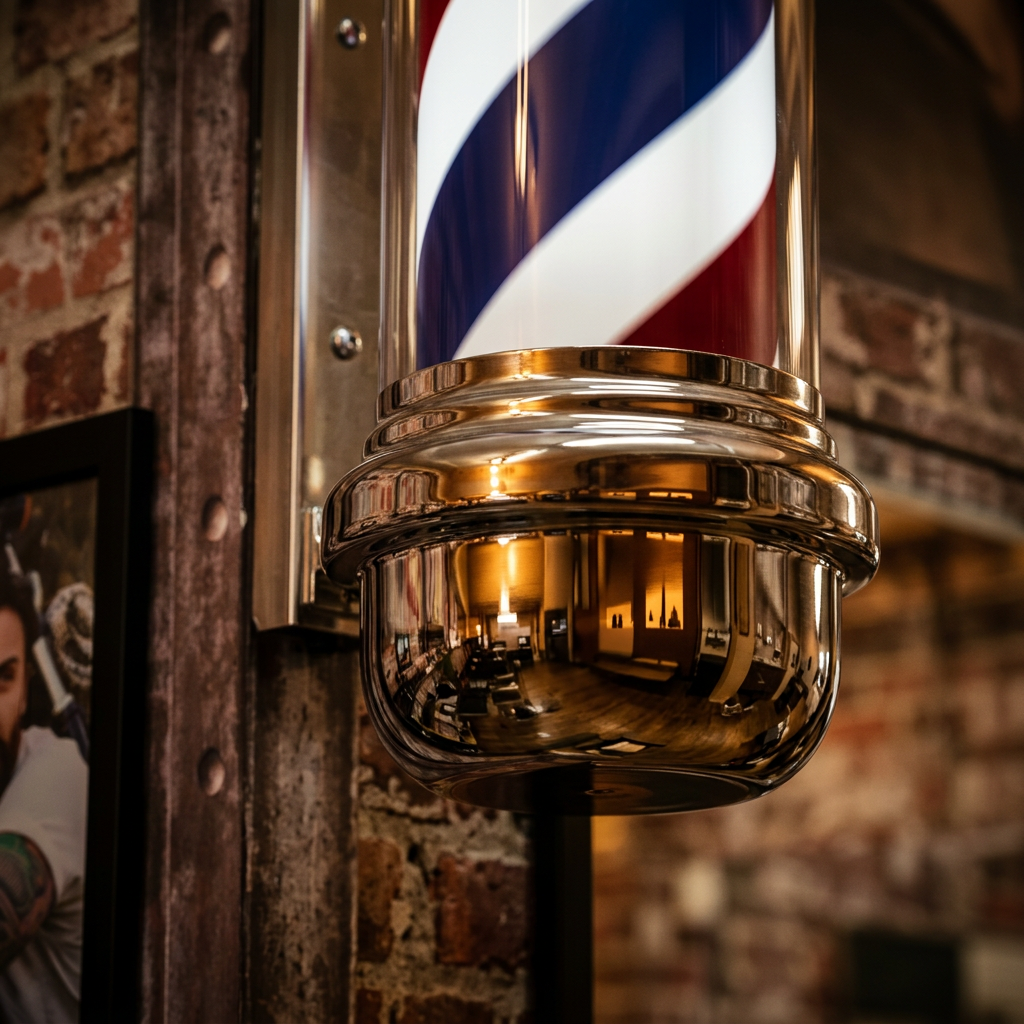 Detalle del barber pole cromado